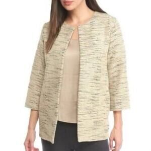 EILEEN FISHER Women's Petite Medium Handloomed Cotton Furrows Blazer Natural